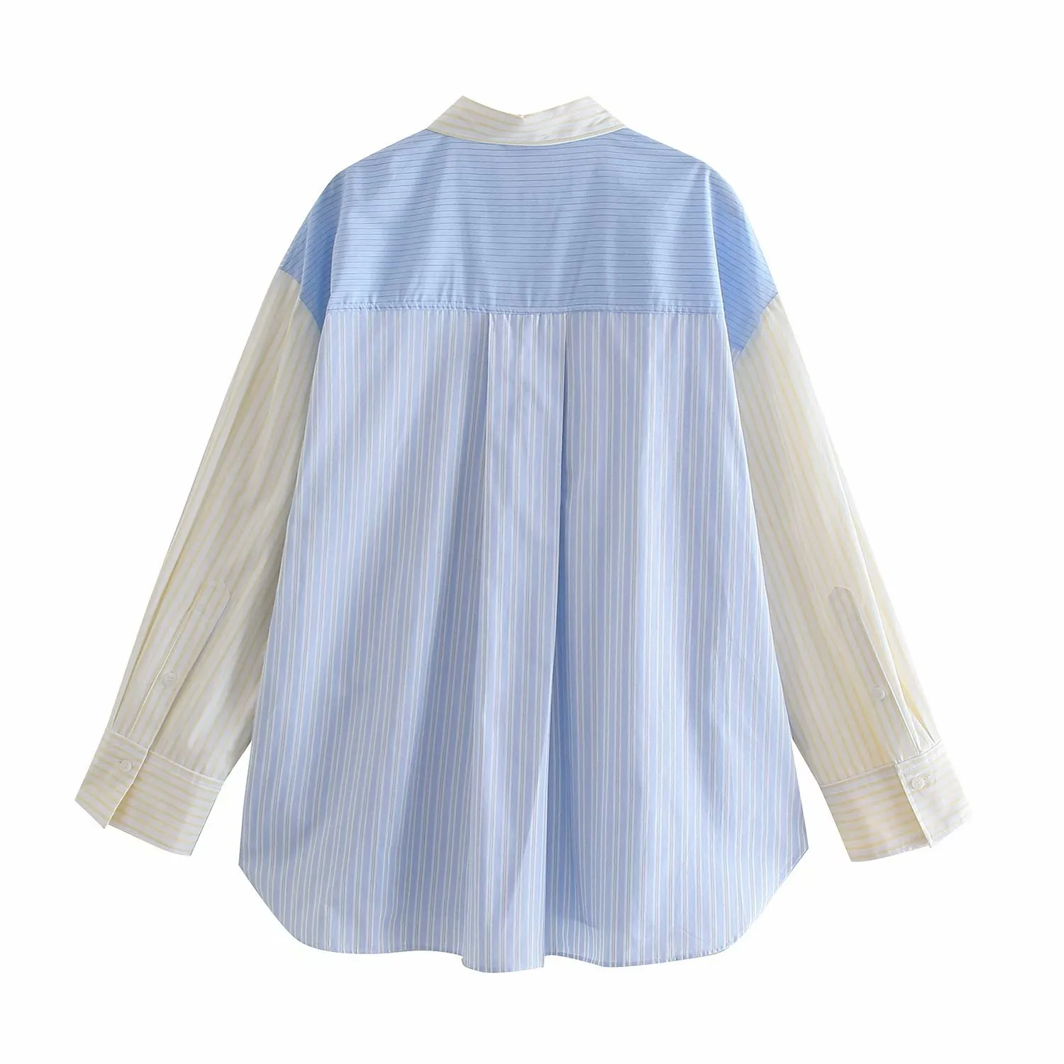 Vuwwyv Blue Oversized Striped Poplin Kvinnor Skjorta Sommar Casual Långärmad Knapp Upp Skjortor Kvinna Framficka Toppar 210430