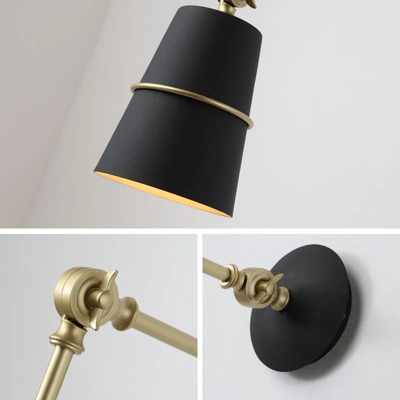 Lampy ścienne Nowoczesne długi ramię czarne lampy dla studia pokoju obok Wandlamp aplique de pared indroo home opplicowate256v