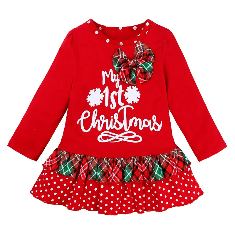 2021 neue Weihnachten Party Kleinkind Mädchen Kleidung Anzug Cartoon T-shirt Tops Hosen Set Baby Kleidung Geschenk