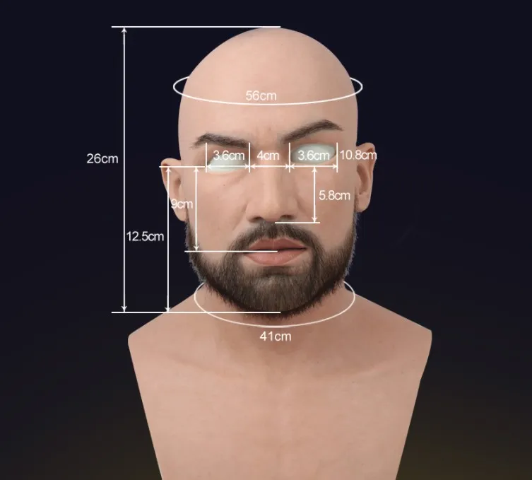 maschere a pieno facciale in silicone adulto realistico in lattice maschile uomo maschera da festa cosplay fetish vera pelle212J