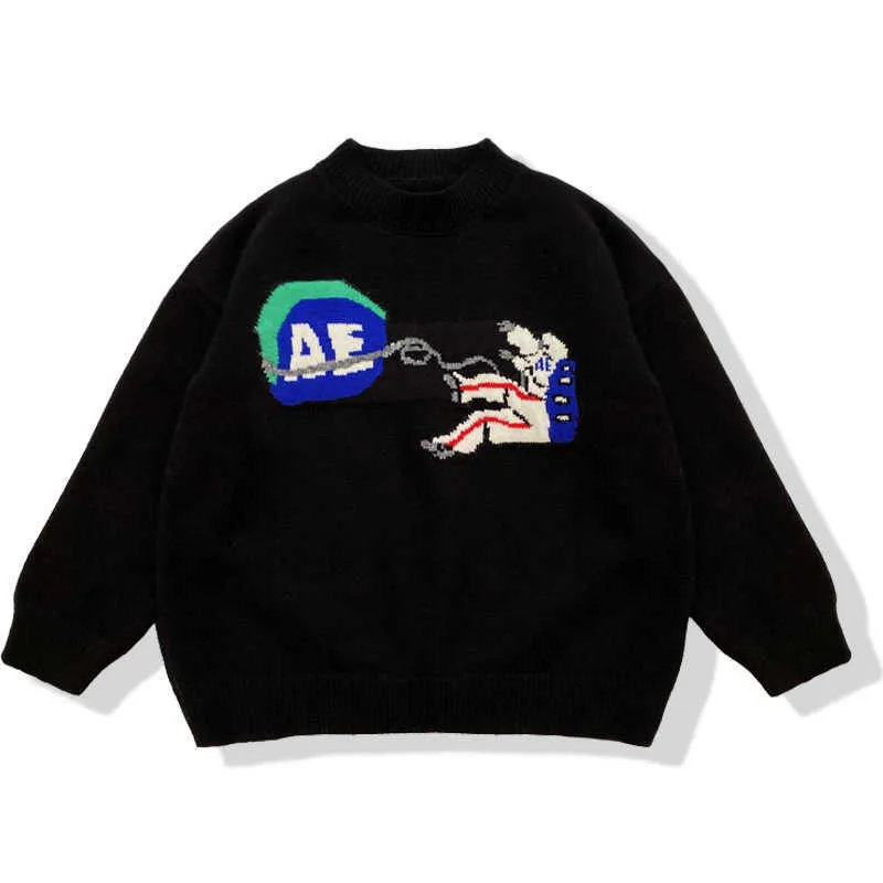 Jesień Zima Kids Boys Swetry 2021 Nowy Astronauta Toddler Sweter Moda 0-Neck Długi Rękaw Dziecko Odzież Odzież Dzieci Odzież Y1024