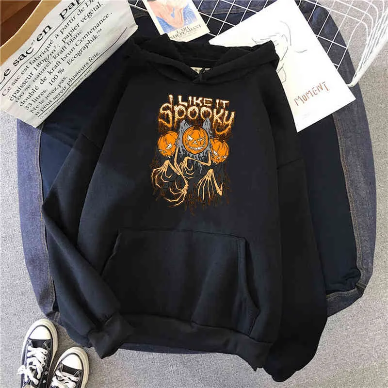 New I Like Spooky Halloween Printing Men'S Sweatshirt Thermal Vintage Tops Soft Brand Hoodies Oversize Soft Mens Hoodie H1218