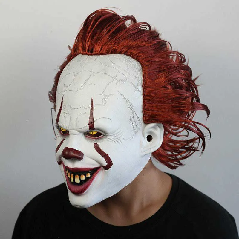 Filme s It 2 Cosplay Pennywise Palhaço Coringa Máscara Tim Curry Máscara Cosplay Halloween Party Adereços Máscara LED Máscaras de máscaras inteiras f234K