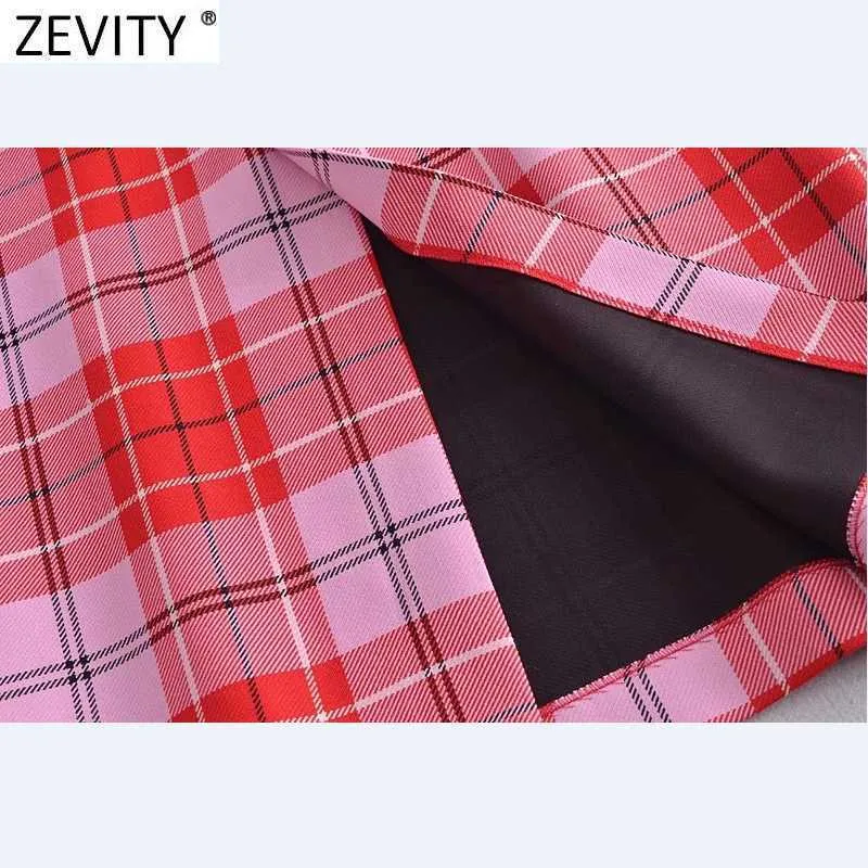 Zevity Women Vintage Red PlaytプリントカジュアルAラインMidiスカートファルダスマジャーメイサー女性サイドジッパースプリットスリミングVestidos Qun743 210629