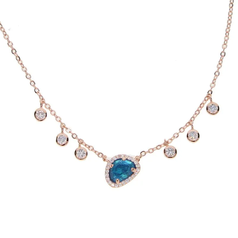 Цепочки, многоцветные ожерелья из натурального синего камня, подвески, красочный ободок с цирконием для женщин, колье, ювелирные изделия Bijoux2826