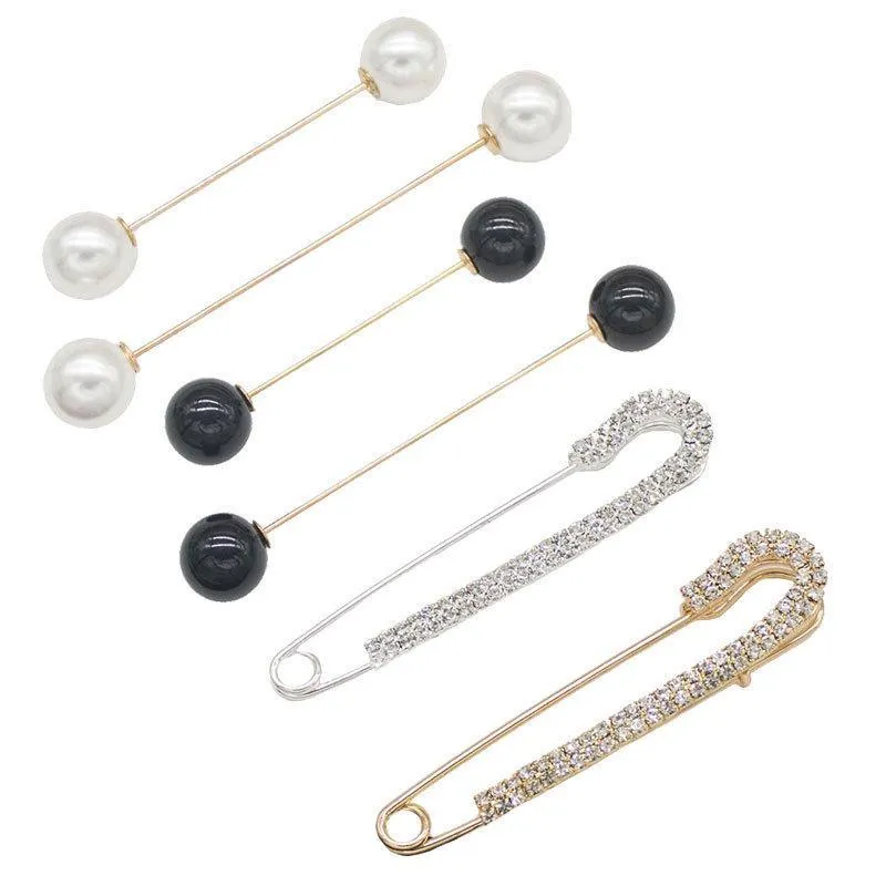 Pins, Brooches Safety Beads Pins Vintage Fashion Simulated Pearl Brooch Pin Jewelry Ornaments For Scarf Coat Garment Bag Decoration
