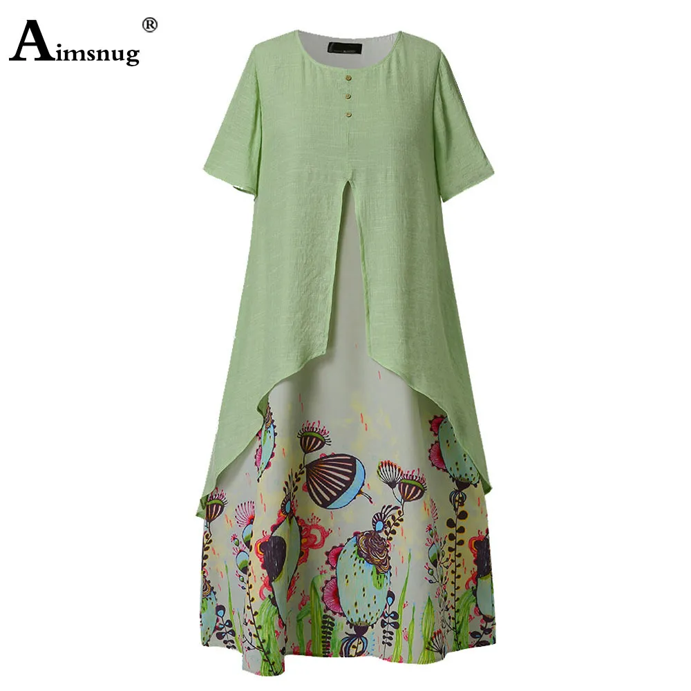 Aimsnug Frauen Elegante Lange Maxi Kleid Vintage Print Sommer Strand Kleid 2020 Plus größe 5xl Damen Böhmischen A-linie Kleider Femme x0521