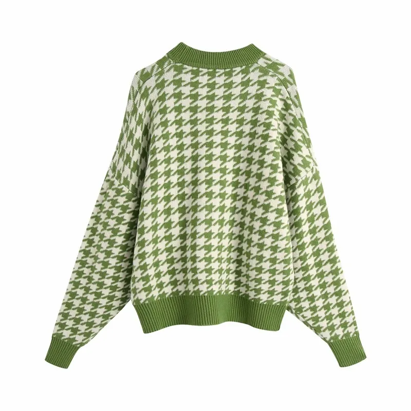 Autunno pied de poule sciolto maglione pullover ispessito top maglione invernale donna maglione lavorato a maglia pullover lady maglieria top 210514