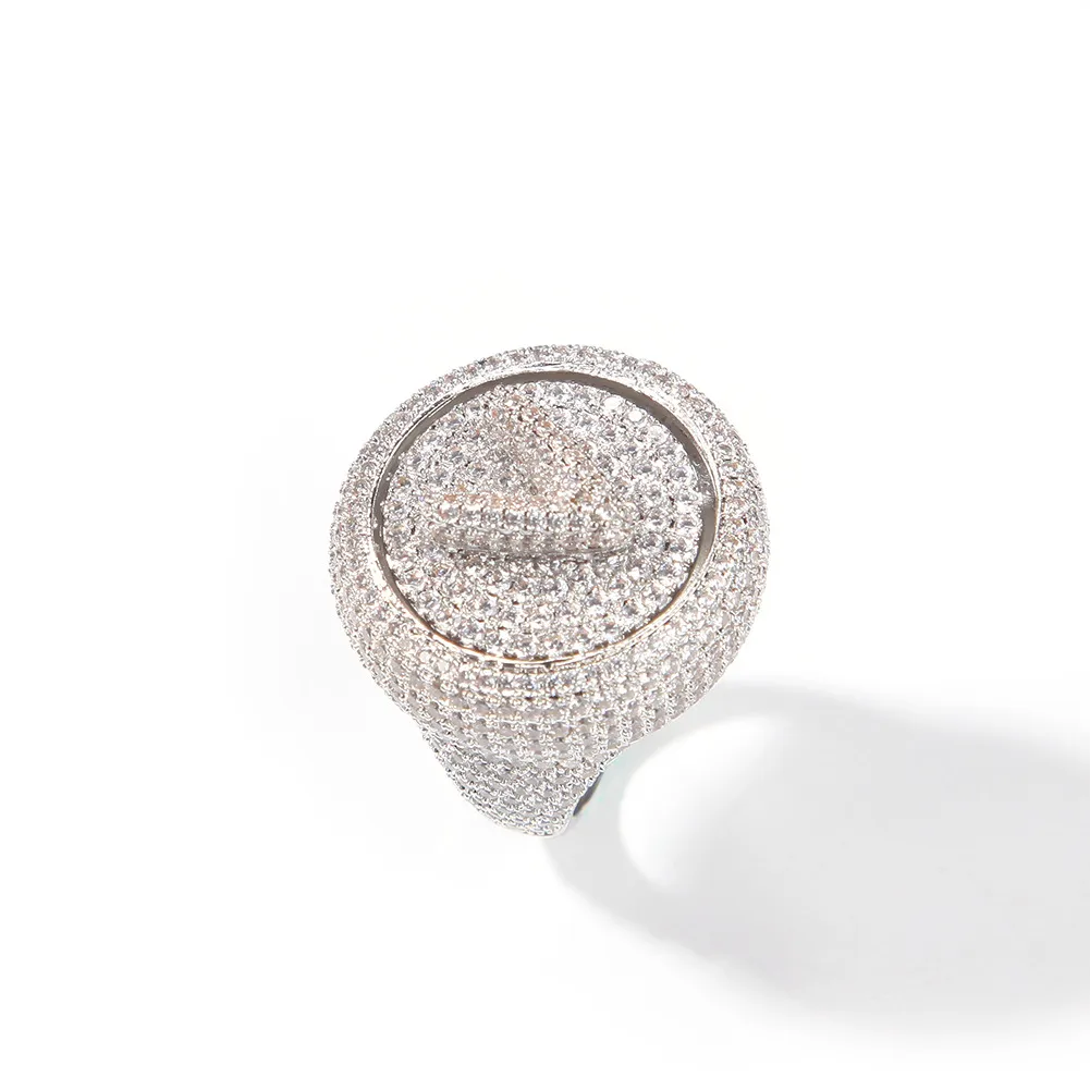 Nome personalizzato Anello rotabile lettere fai -da -te da uomo pietre d'argento anelli di diamanti anelli di moda hip hop gioielleria9750737
