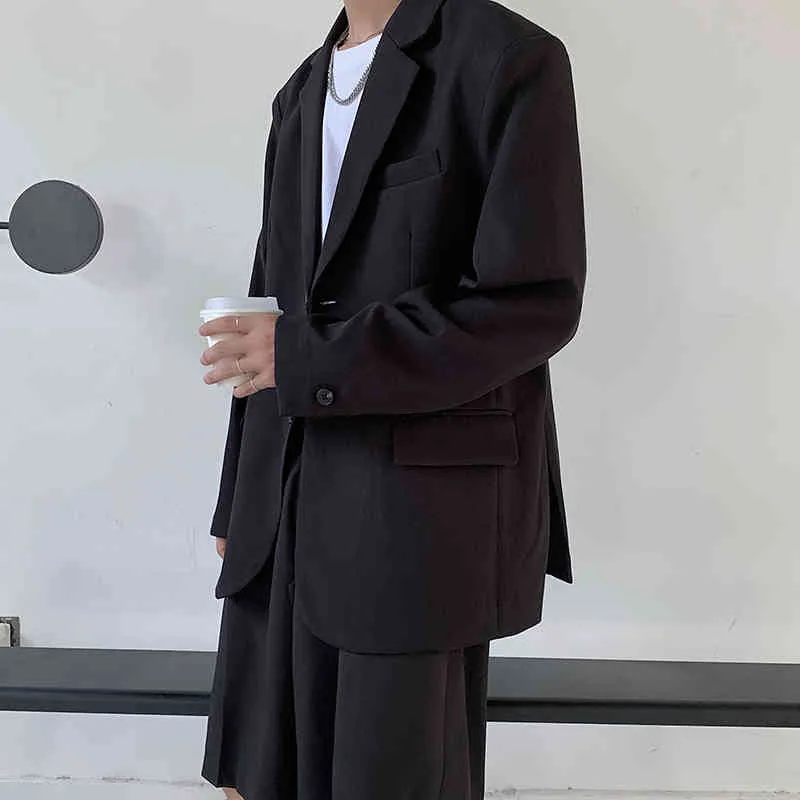 IEFB / Herenkleding Koreaanse stijl Solid Color Small Suit Jacket Man's Koreaanse stijl Losse Casual Vintage Mode Blazers 9Y3720 210524