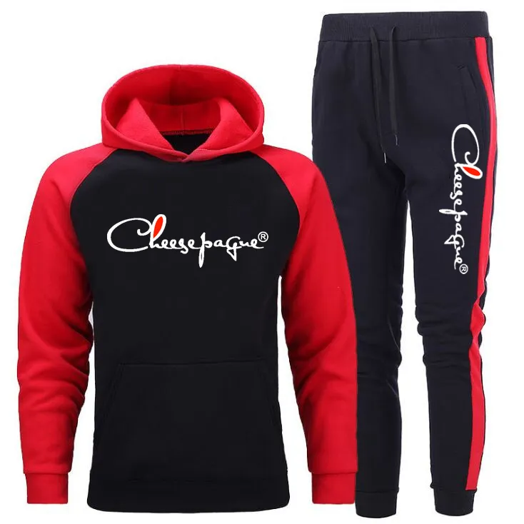 Ensembles de Football pour hommes sweat à capuche en coton + pantalon deux pièces survêtement décontracté vêtements de sport pour hommes Gym marque vêtements survêtement grande taille S-3XL