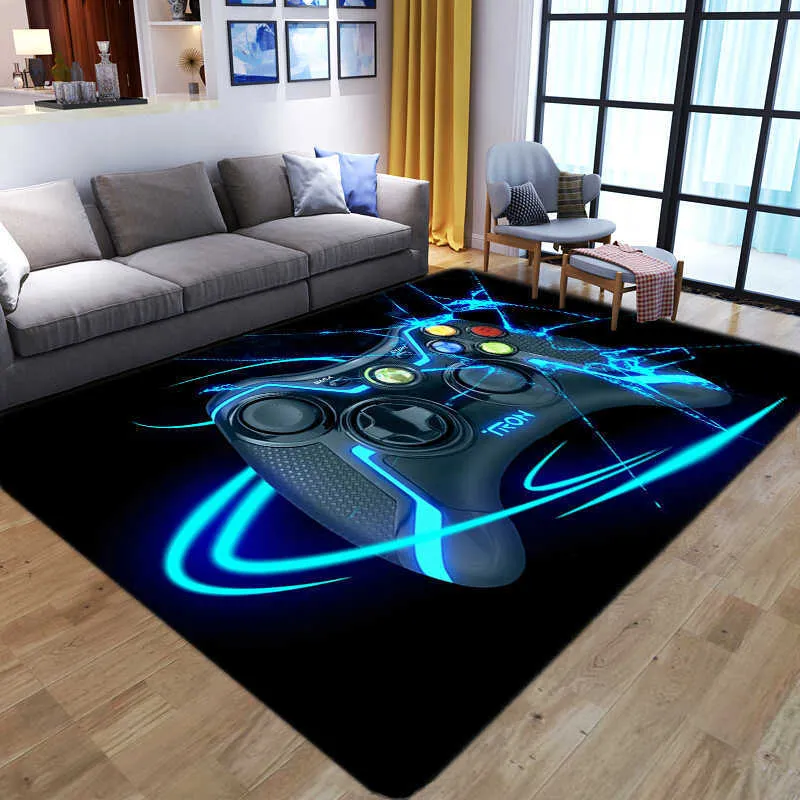 Мультфильм дети Gamer Preake Rugs 3D контроллер игры печатные ковры для детской спальни Play сканирует противоскользящий коврик для пола малыша играет коврик 210626