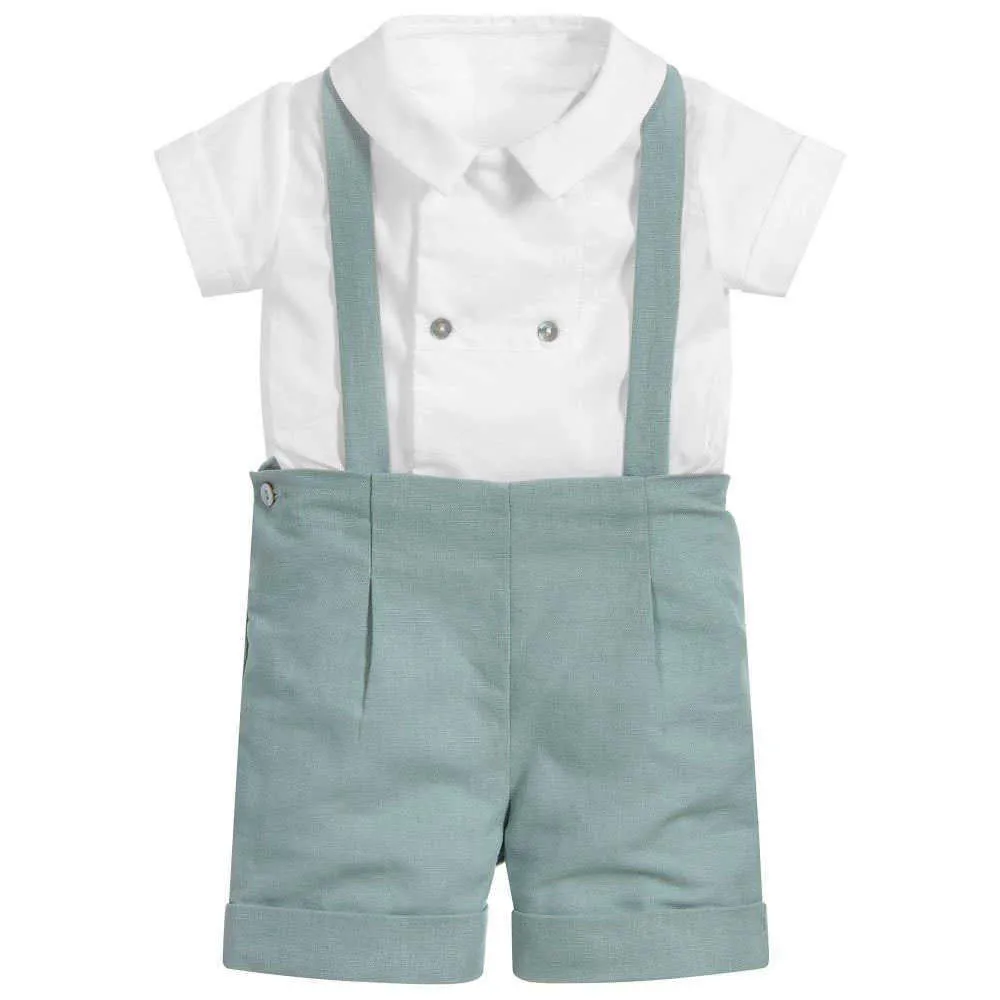 Baby Boy Boutique Set di vestiti Infantile Compleanno Battesimo Abbigliamento Completo Bambini Abiti spagnoli Camicia bianca Pantaloni nati Festa 210615