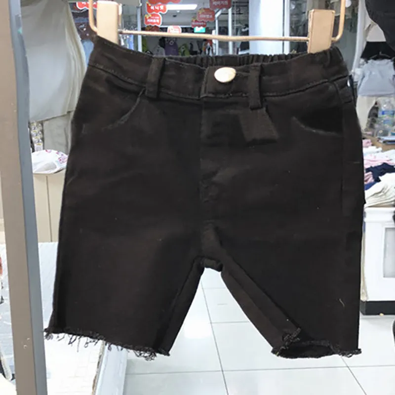 Summer Children's Clothing Boys and Girls Fashion Solid Color Five-point Pants Kids Casual Jeans 210515