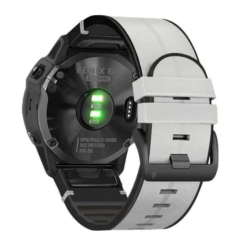 22 26mm Quickfit Watch Strap For Garmin Fenix ​​6 6x Pro 5x 5 Plus 3HR 935 945 S60 Äkta läderband Silikonklocka Armband H091481418