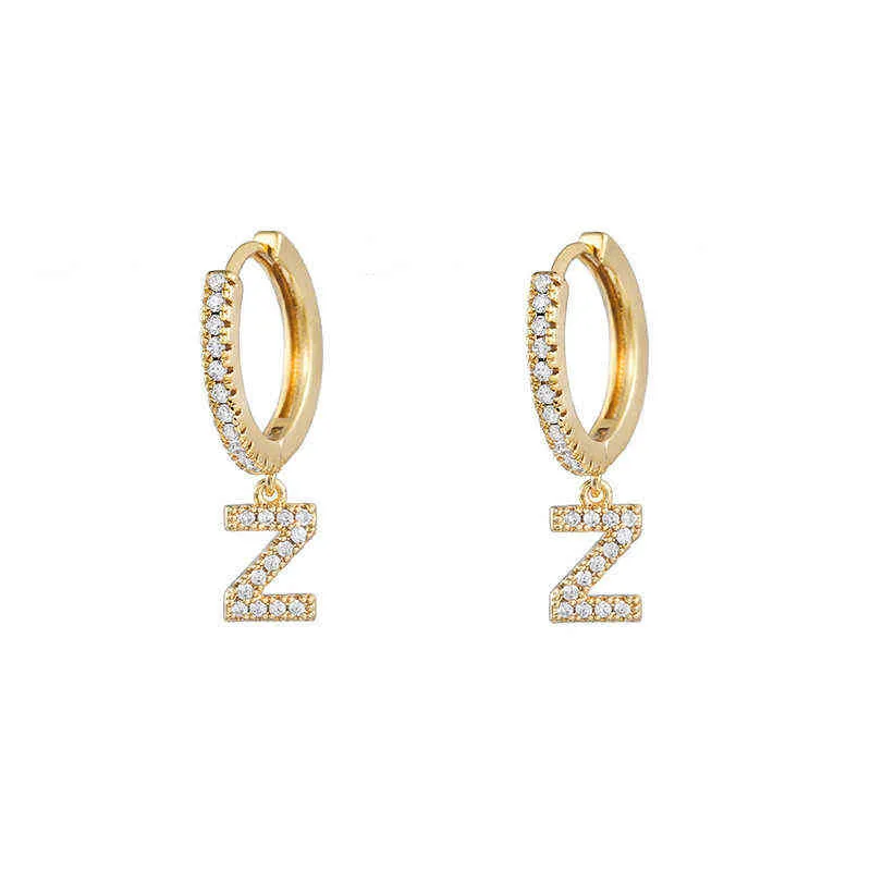2021 мода меди микропродукты кубический цирконий начальный A-Z буква обруч серьги из лакомства из лакомства алфавит серьги для женщин простые ювелирные изделия G220312