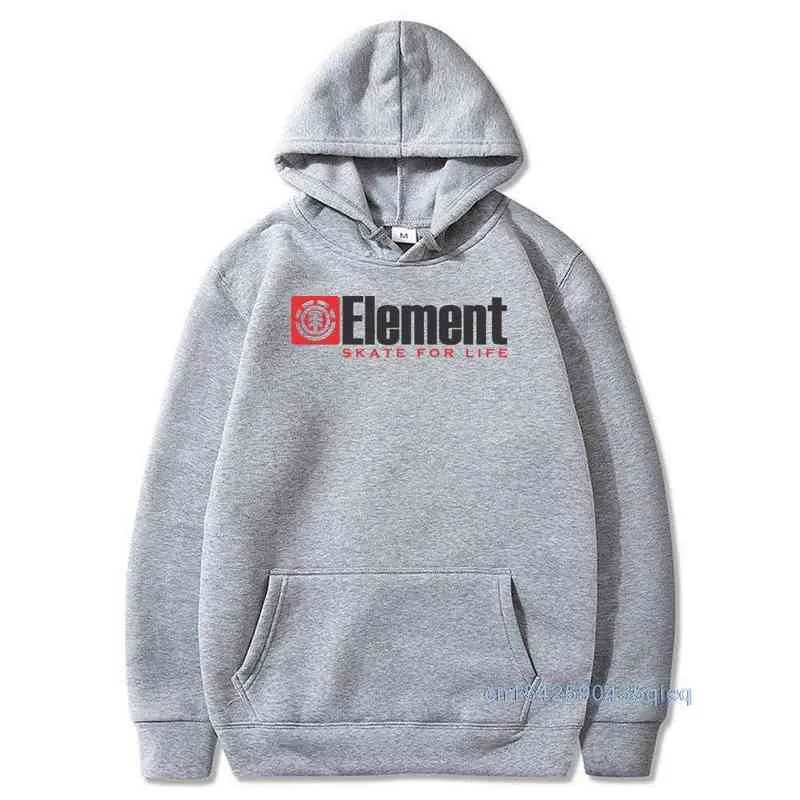 Element Hoodies Men Skater Hooded Element Skate For Life Tops Sweatshirt Simple Letter Custom Clothes Plus Size 220114