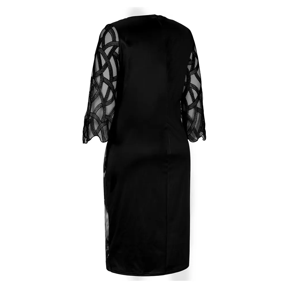 Robe femme 4xl 5xl 6xl grande taille robe pour dames anniversaire maille imprimé noir robe de soirée Sexy Clubwear vêtements d'été 210323