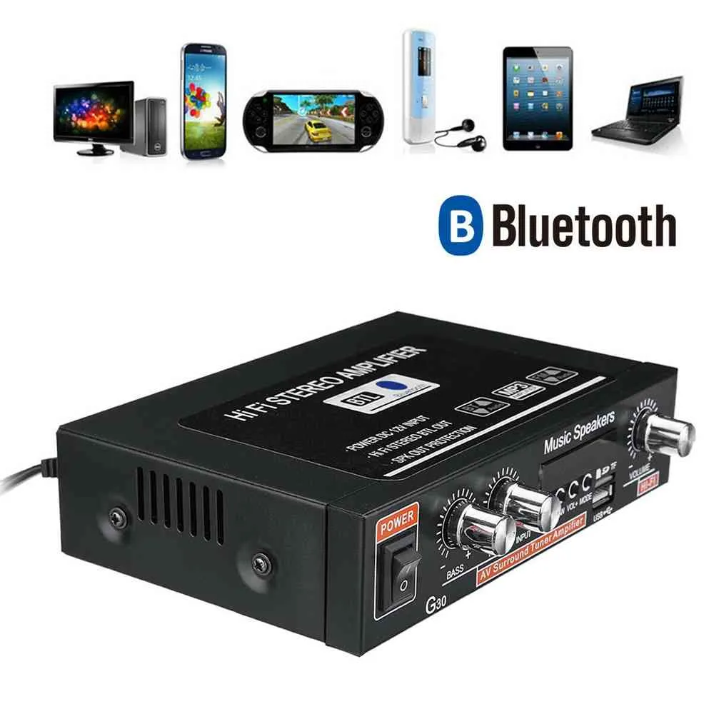 Universale G30 HIFI Bluetooth Car o Power Amplificatore audio FM Radio Player Supporto SD USB DVD / MP3 con telecomando