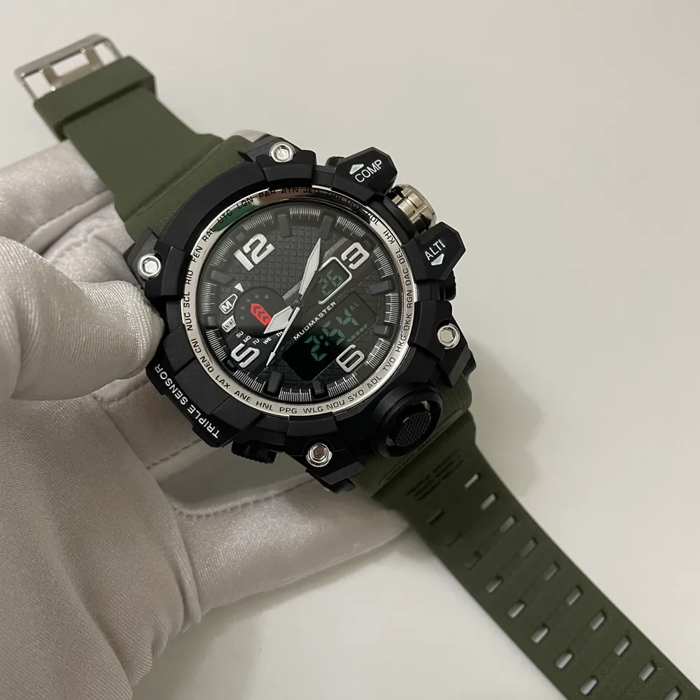 Męskie luksusowe sporty obserwuje cyfrowe zegarek wojskowy odporny na szok na rękę na rękę na rękę kwarcowy kwarc mody oryginalne pudełko relOJ257I