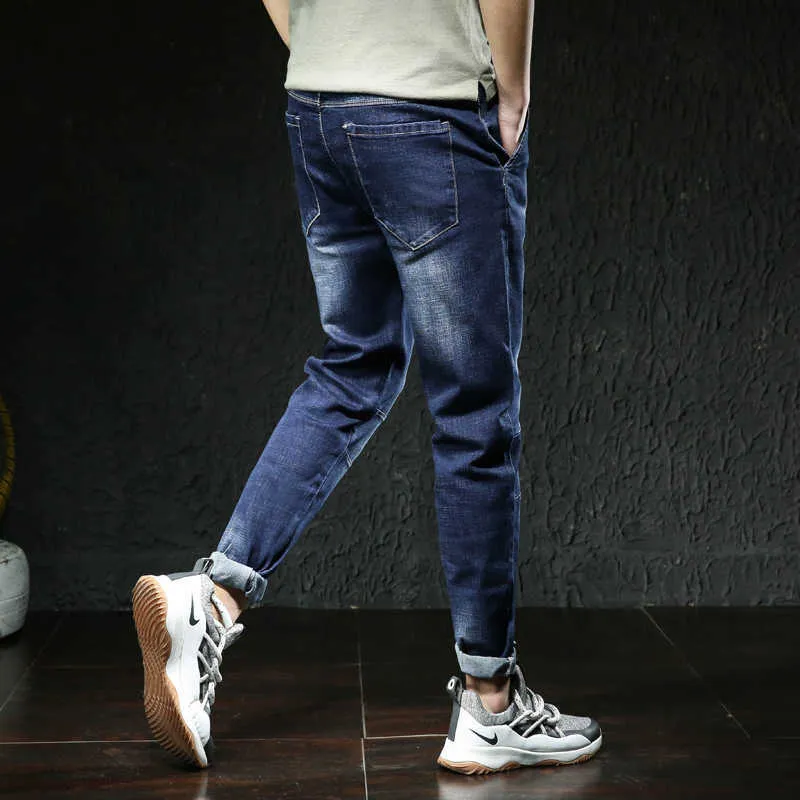 Plus size 28-46 stretch harem jeans autumn personality classic style youth men's fashion stretch denim jeans Blue Black 210531