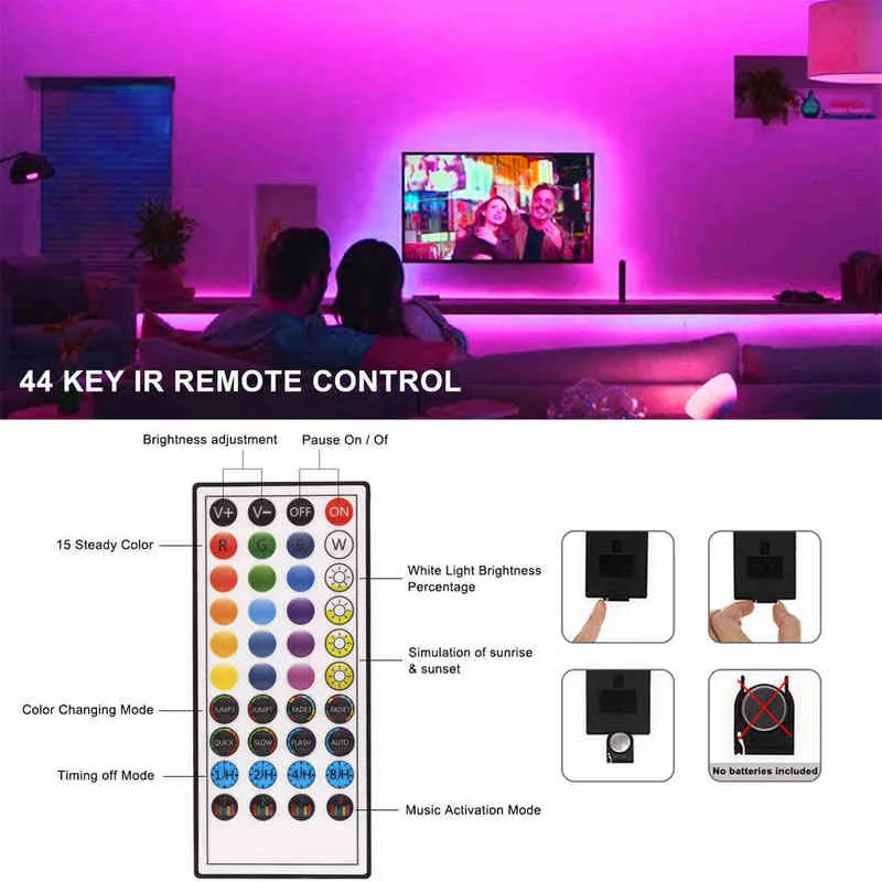 20 メートル 50ft Led ストリップライト DC 12V 5050 RGB テープティラデ LED リボン Led ストリップ 5 メートル 10 メートル 15 メートル電話 Bluetooth APP ルームライト W220309