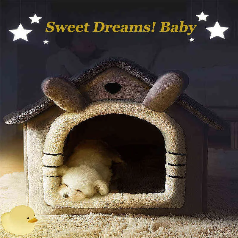 折りたたみ式深い睡眠ペットキャットハウス屋内冬の暖かい居心地の良いベッドのための小さな犬の子猫のためのテディ快適なケンネルの供給211111