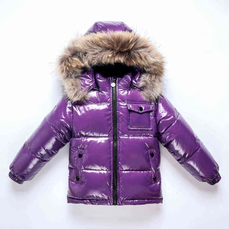 Cappotti di pelliccia con cappuccio in piumino d'anatra invernale bambini bambini Giacche calde bambini spesse impermeabili bambini 211203