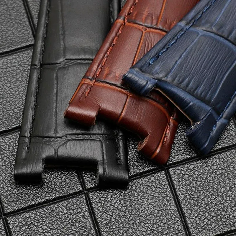 Titta på band 25mm vattentätt äkta läderband band remmar buckle blå brun svart man klockband för pp nautilus230u
