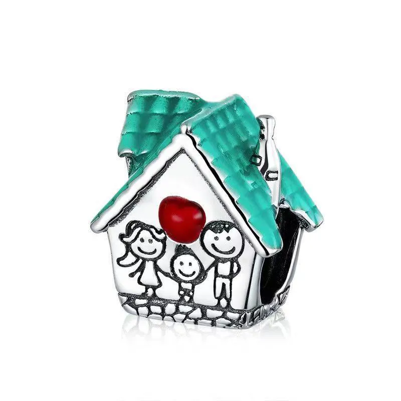 Penas coloridas da roda gigante folhas de coroa Crown Bird House Minchas se encaixam na pulseira Pandora Pandora Pandora pulseira de pulseira de joalheria Diy Silver Diy