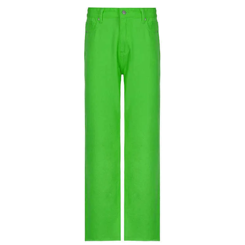 Stylowe Proste Dżinsy Y2K Dla Dziewczyn Moda Wysoka Talia Vintage Spodnie Frmale Dane Dżinsowe Spodnie S Streetwear 210720