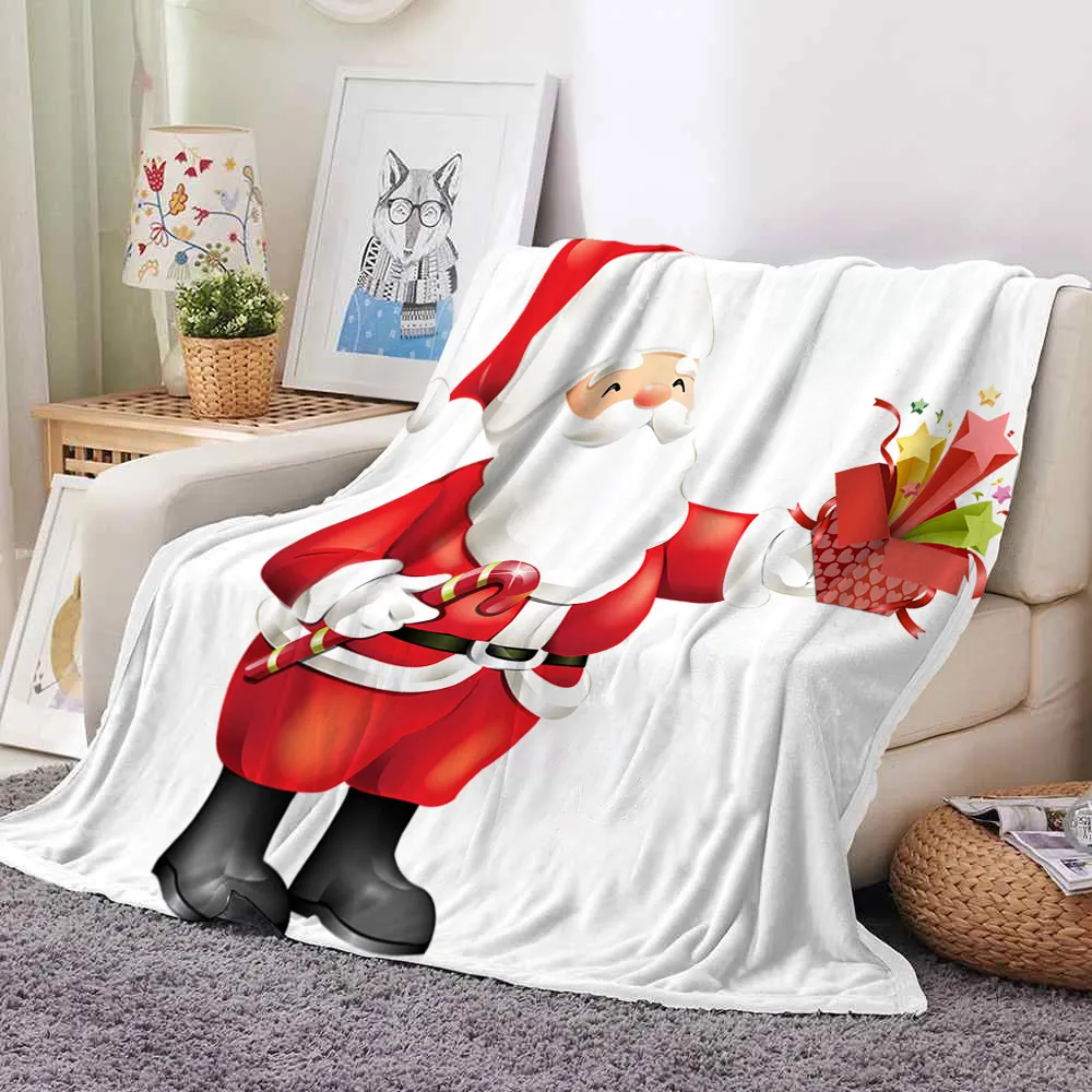 Santa Claus Dekens Dubbelzijdig Flanel Deken Afdrukken Herfst en Winter Super Zacht Warm Deken Gift