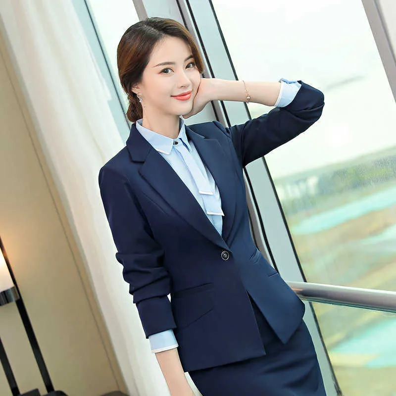 Fashion ladies suits professional wear women's suit Winter Slim Large Size Blazer Female office pants set high quality Two-piece 210527