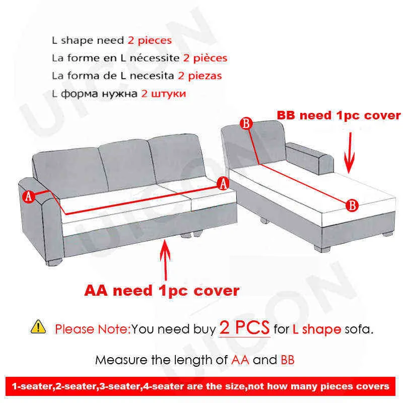 L shape Sofa Cover For Living Room Waterproof Couch Stretch Slipcover Elastic Protector Corner 211102