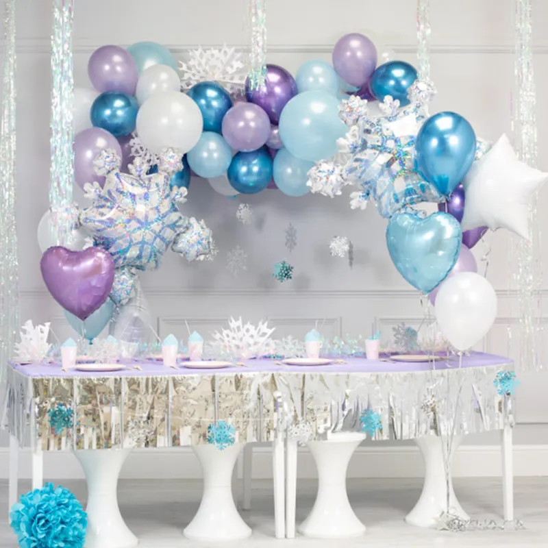 Ice Girl Balloon Garland Kit Christmas Snowflake Foil Balloons Birthday Globos Wedding Winter Party Supplies 220217