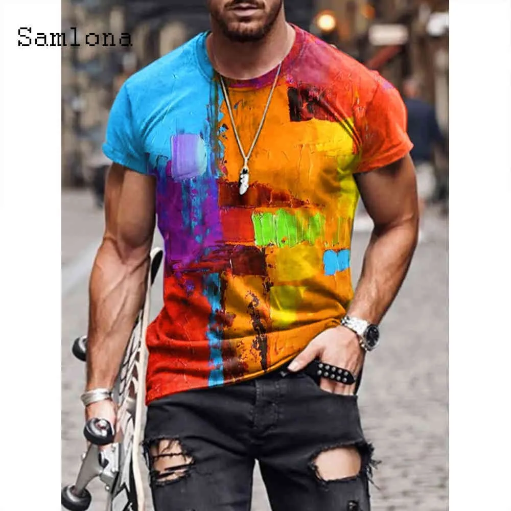 Seksowna odzież męska z krótkim rękawem T-shirt Moda 3D Drukuj Topy 2021 New Summer Casual Pullovers Plus Size 4XL 5XL Men Tees Koszula Y0323