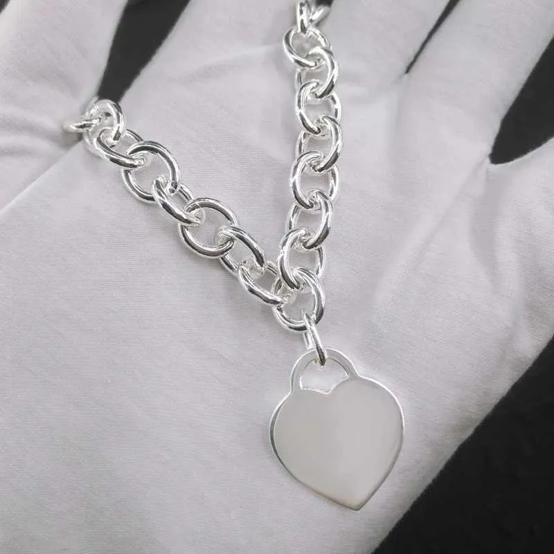 S925 Sterling Silver Necklace for Women Classic Heart-shaped Pendant Charm Chain Necklaces Luxury Brand Jewelry Necklace Q0603