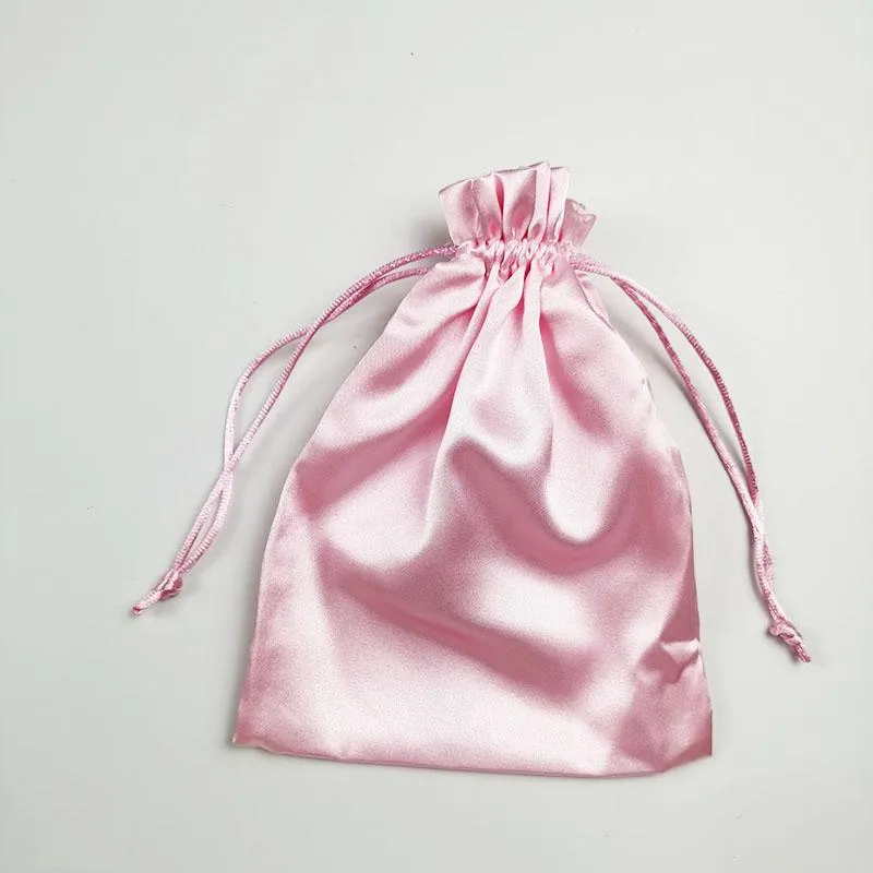 Satin Gift Bags Custom Packaging Jewelry Pouches Makeup Party Candy Silk Drawstring Sachet Pocket Reusable Sack Print Logo Wrap268F