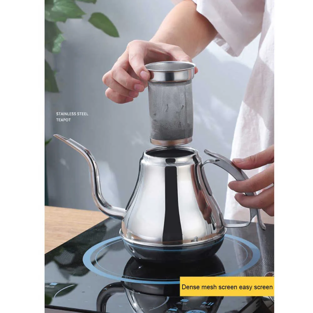 1.2/1.8L Rvs Koffie Drip Pot Zwanenhals Waterkoker Theepot Maker Met Filter Inductie Fornuis Keuken gereedschap 210813