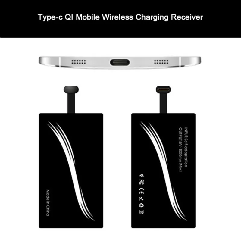 Type C QI Wireless Charger Layging Receiver Module voor Samsung Galaxy S8 Huawei P9 Xiaomi C66 Smartphone Universal Typec Mobile 7449535