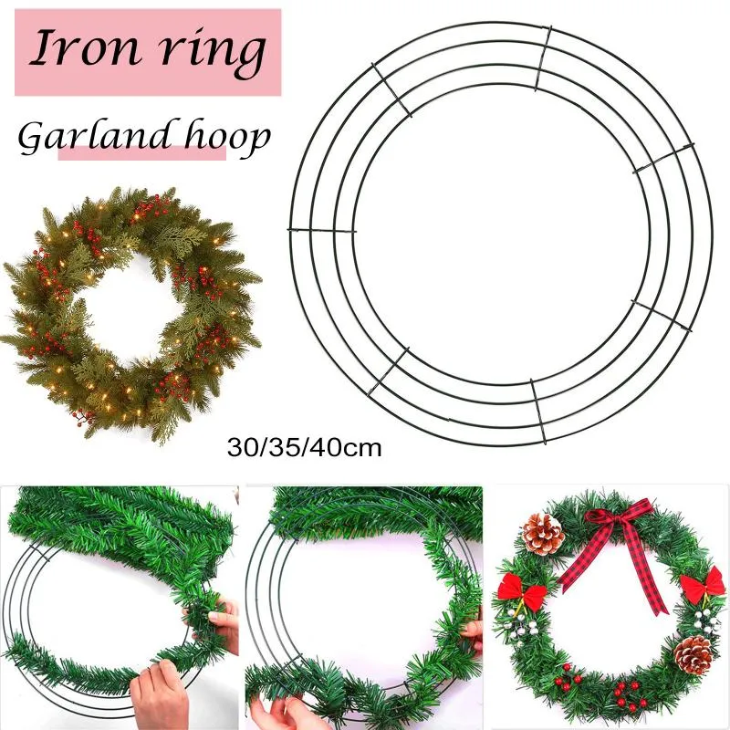 Decoraciones navideñas, marco de anillo de corona de hierro de Metal redondo de 2021 años, decoración de puerta de fiesta de Navidad para boda, J2Y319F
