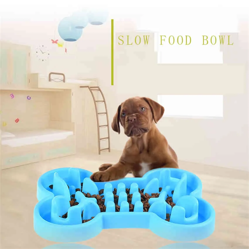 Durable Silicona Pet Dog Cat Interactivo Slow Food Bowl Antideslizante Anti-Gulping Dog Feeder Platos para alimentar grandes cuencos para perros Y200922