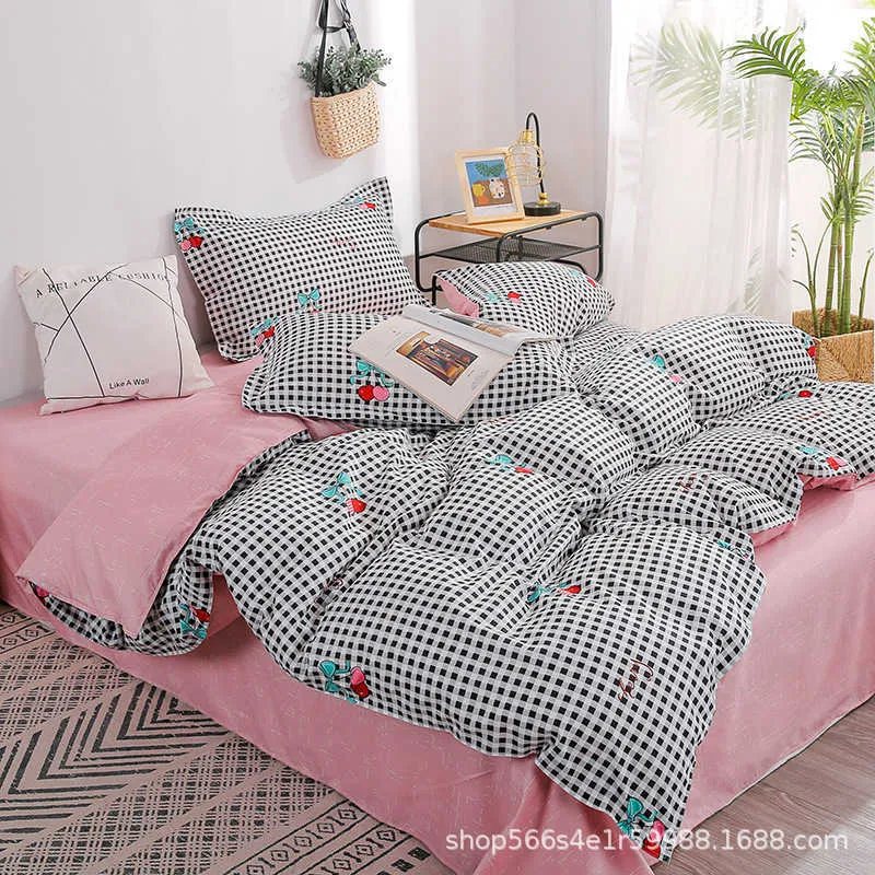 Fashion Simple Style Home Bedding Sätter Duvet Cover Flat Sheet Sheets Winter Full King Queen Set med olika färger 210727