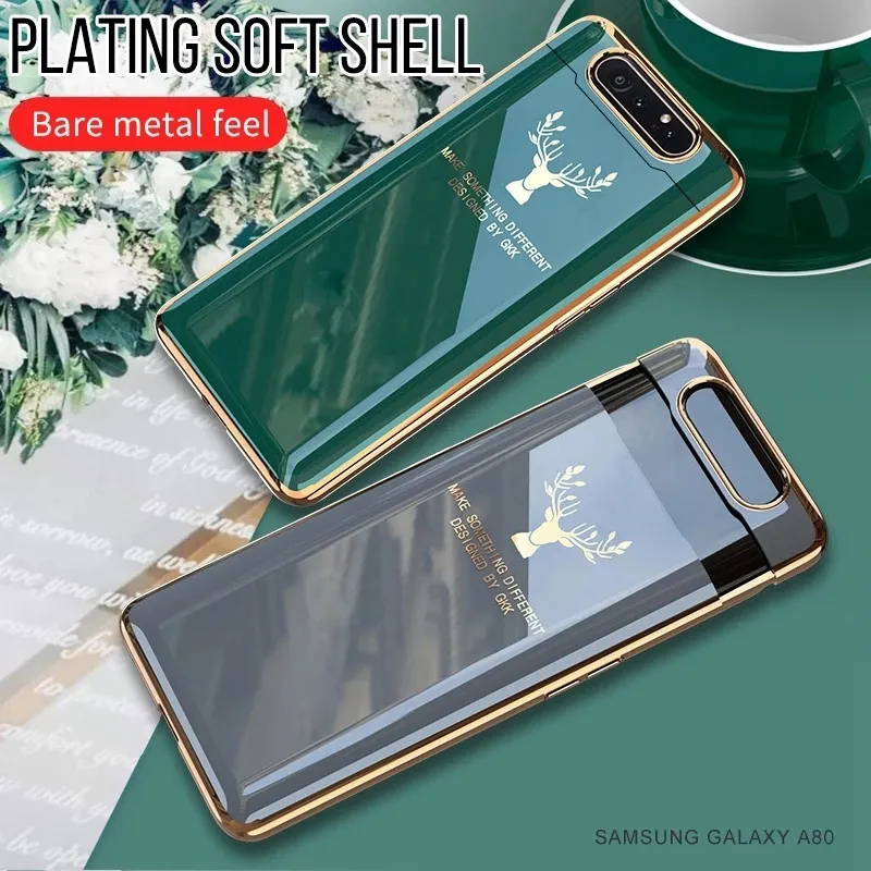 Wyczyść Hard Telefon Case dla Samsung Galaxy A80 Pokrywa Przezroczyste PC Platerowane Shinning Edge do Samsung A80