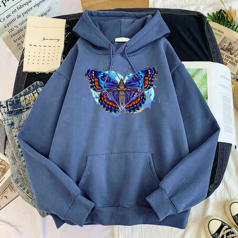 Hoodie Heren Harajuku Butterfly Herfst Mannen Kleding Cartoon Fleece Streetwear Fashion Sweatshirt Persoonlijkheid Oversize Hoodie Ropa H1227