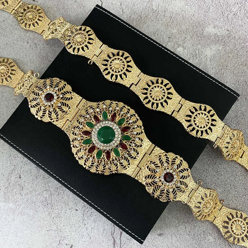 Cintura vintage in oro Algeria da donna in stile marocchino, gioielli da caftano da sposa, catena da vita con strass