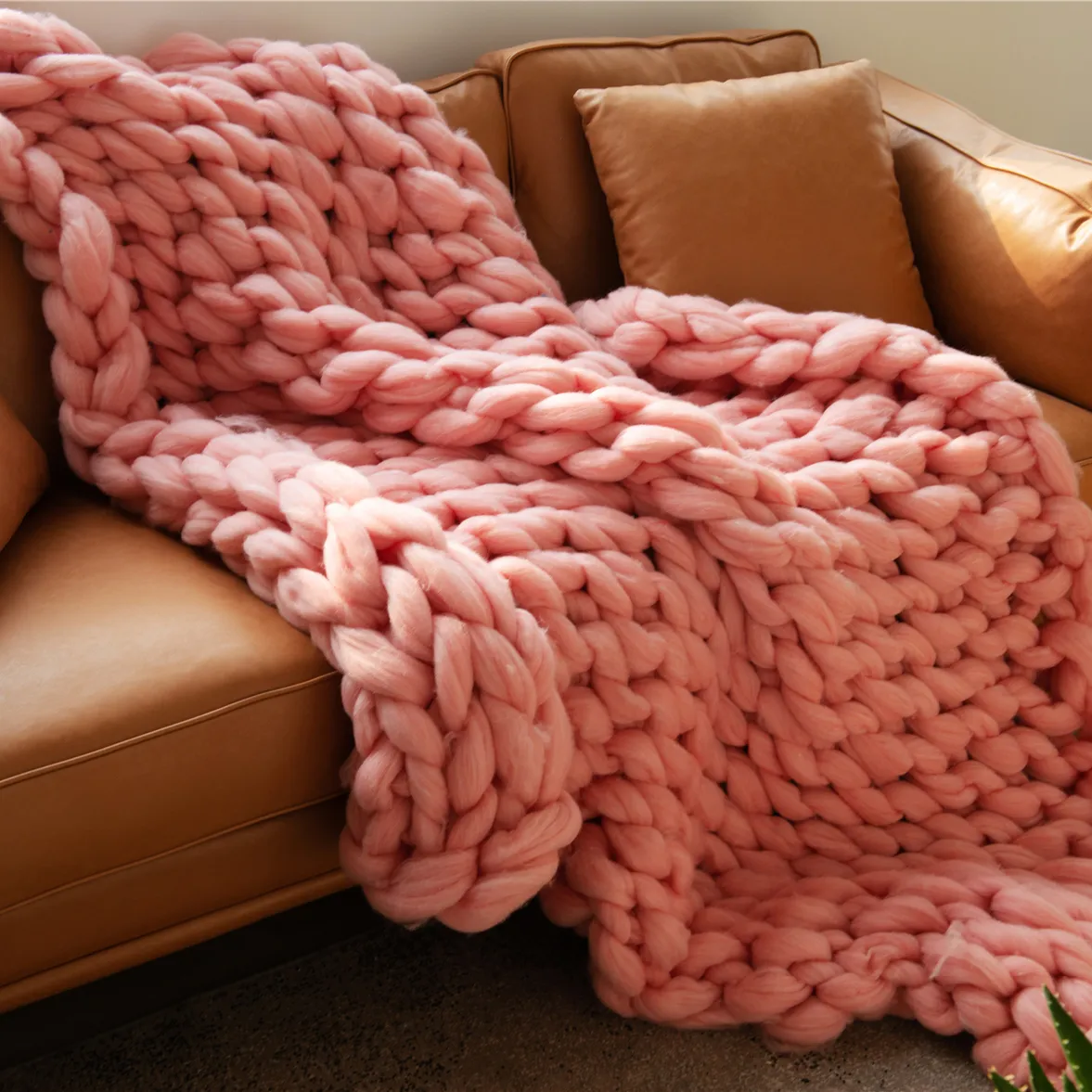 침대 소파 홈 장식을위한 아늑한 청키 니트 담요 분홍색 옐로우 블루 격자 무늬 따뜻한 침대 스프레드 던지는 던지기 담요
