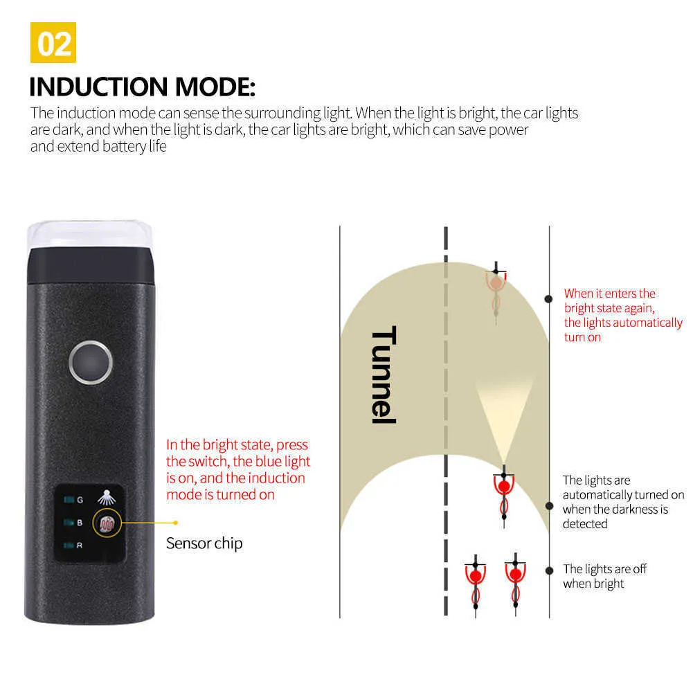 Luz dianteira da bicicleta da indução inteligente ajustada USB Luz traseira recarregável do diodo emissor de luz do diodo emissor de luz da luz lanterna da bicicleta para a bicicleta