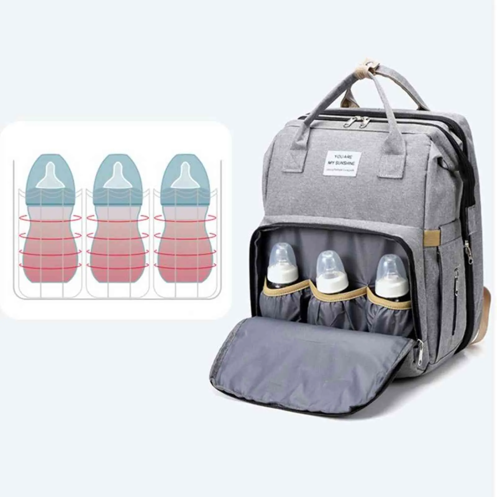 Luiertas Rugzak met veranderende station Nappy Bag Crib Travel Opvouwbare Baby Bedzak inclusief Geïsoleerde Pocket Grote Capaciteit H1110