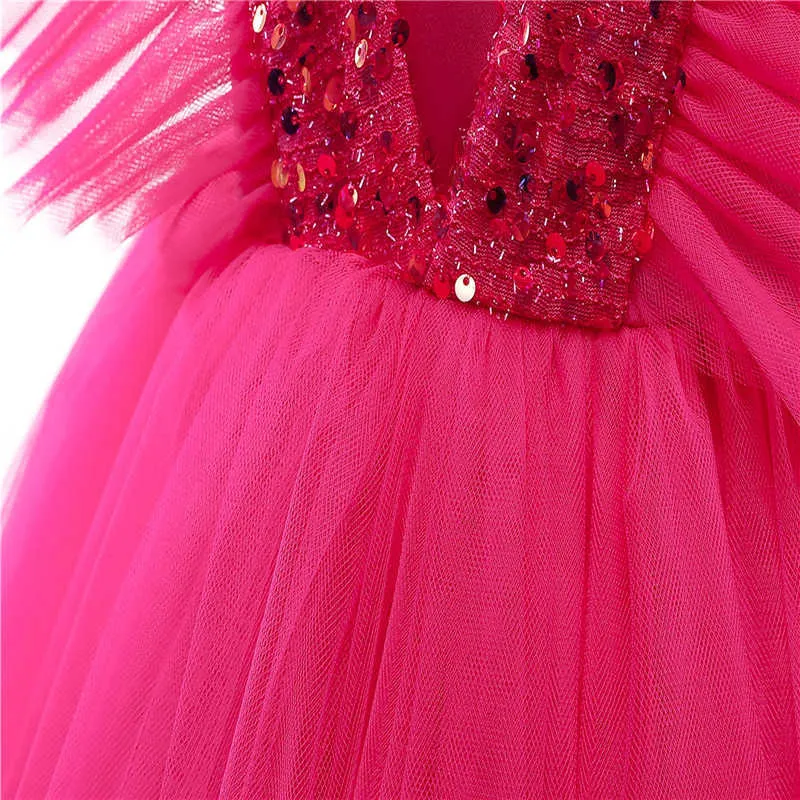 Bröllopsfödelsedagsklänningar för tjejer 3-8 år Elegant Party Sequins Tutu Chopening Gown Kids Barn Formell Pageant Kläder 210726